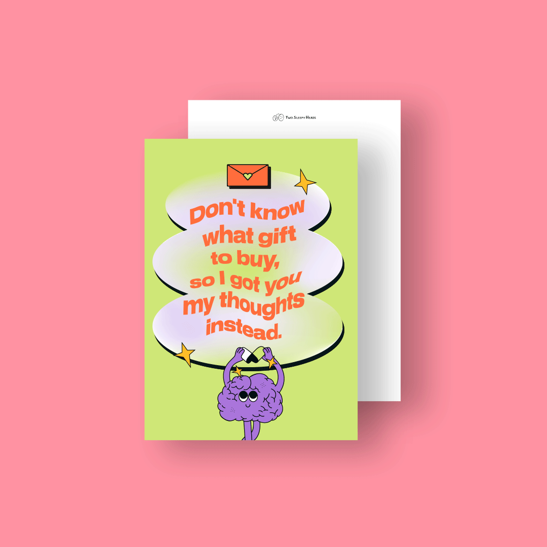 Don't know what gift to buy, so I got you my thoughts instead Holographic Illustration Card