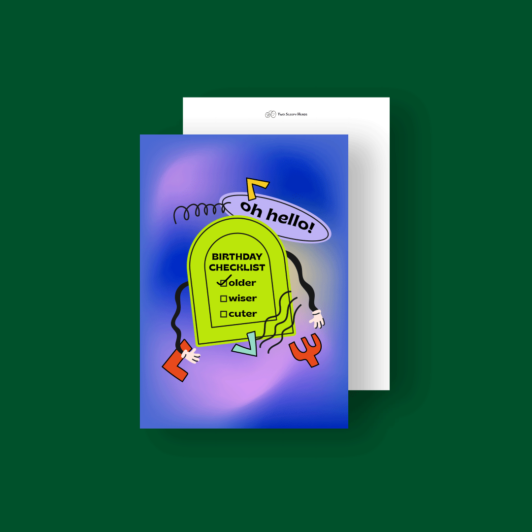 Birthday checklist Holographic Illustration Card