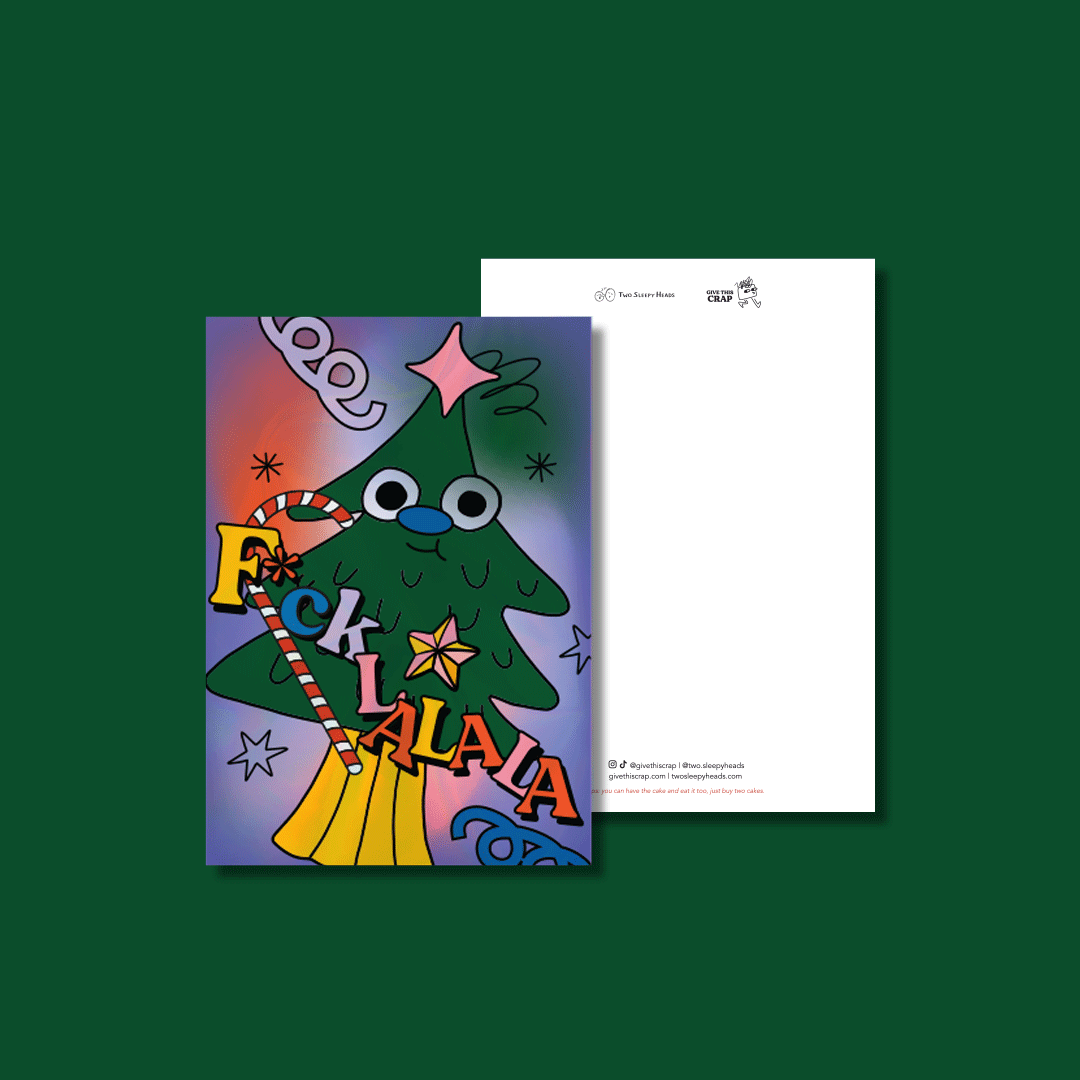 F*cklalala Christmas Holographic Illustration Card