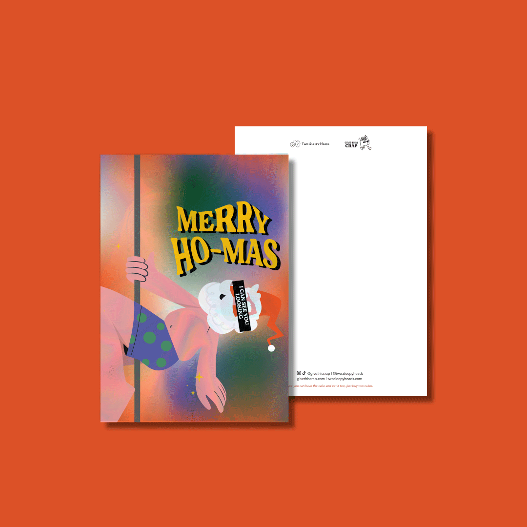 Merry Ho-mas Christmas Holographic Illustration Card Merry Ho-mas Christmas Holographic Illustration Card