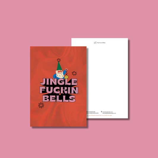 Jingle Fuckin Bells Christmas Holographic Illustration Card